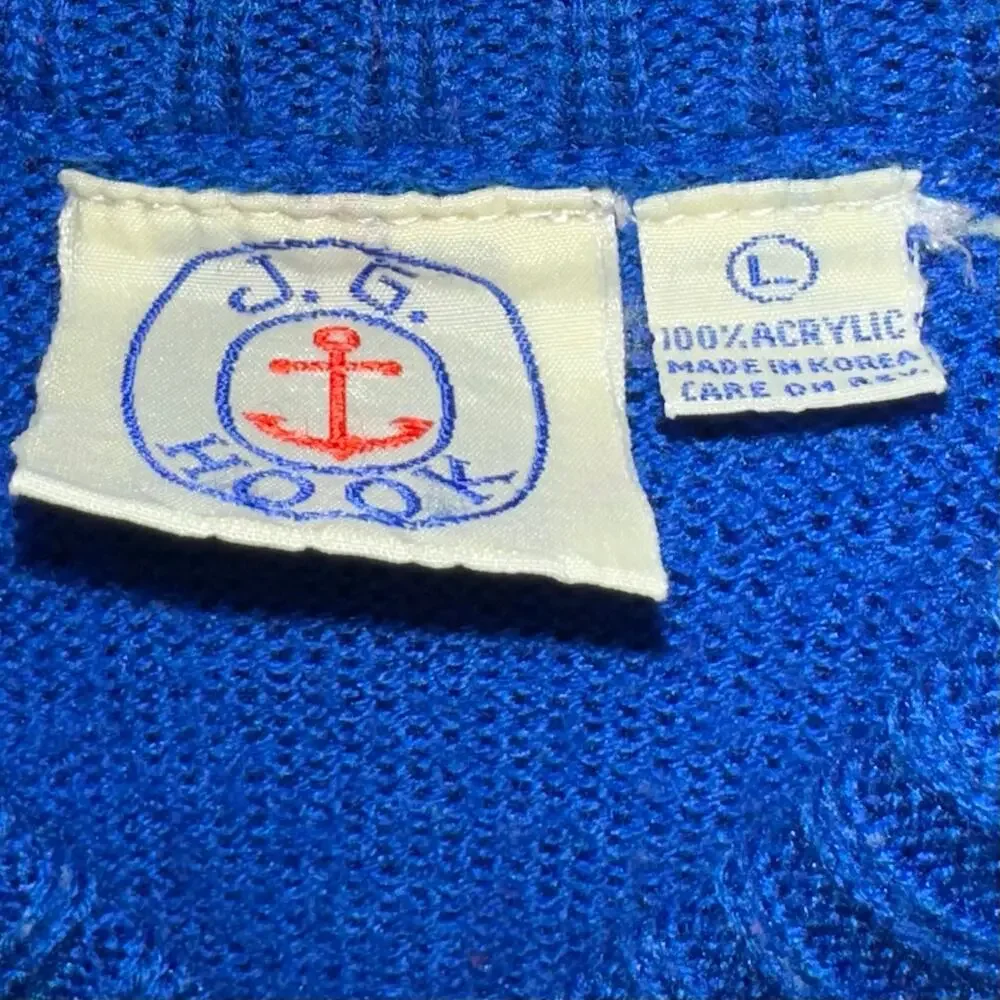 Vintage J.G. Hook Baby Sailor Blue Knit V-Neck Sweater Vest Size 12M
